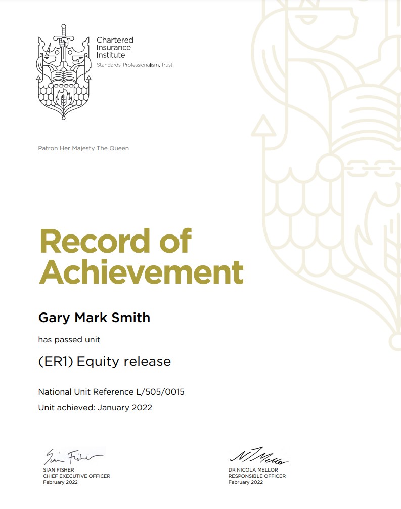 Certificate in Equity release