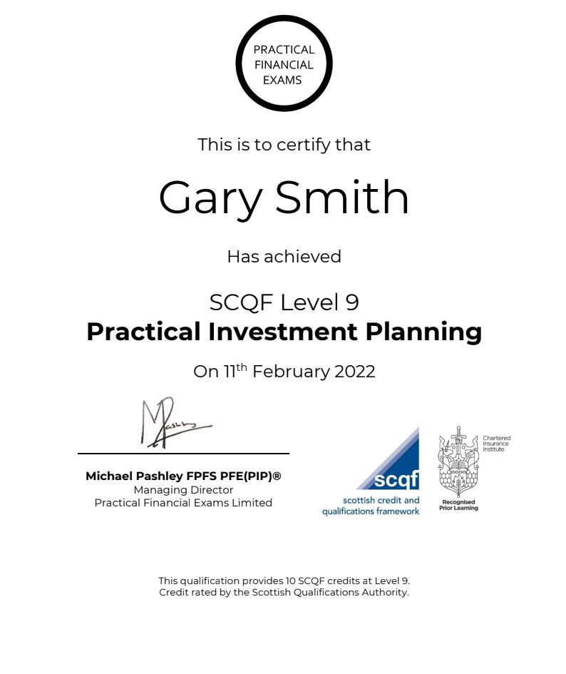 SCQF Level 9 Practical Investment Planning