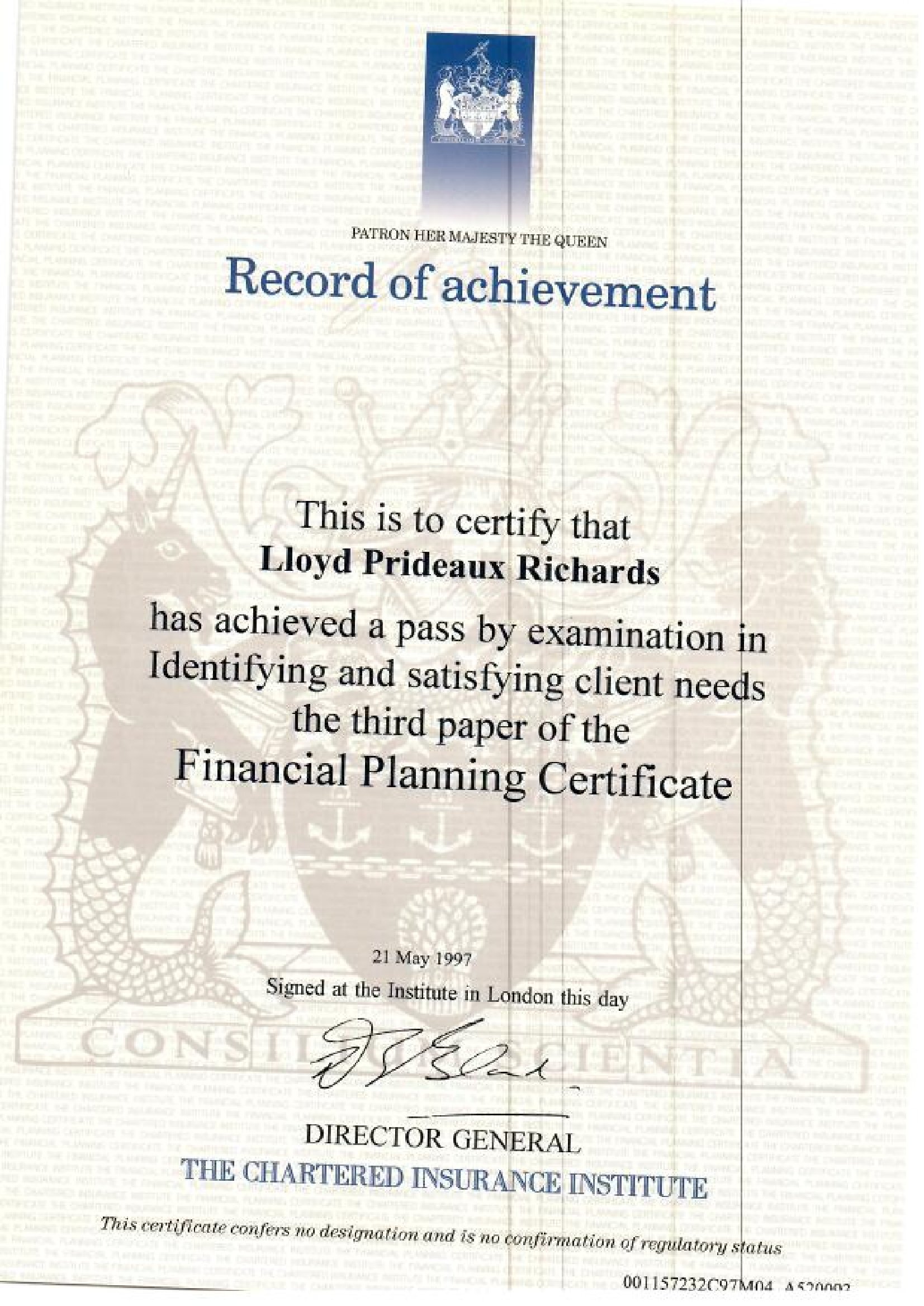Financial Planning Certificate ( Paper 3 )