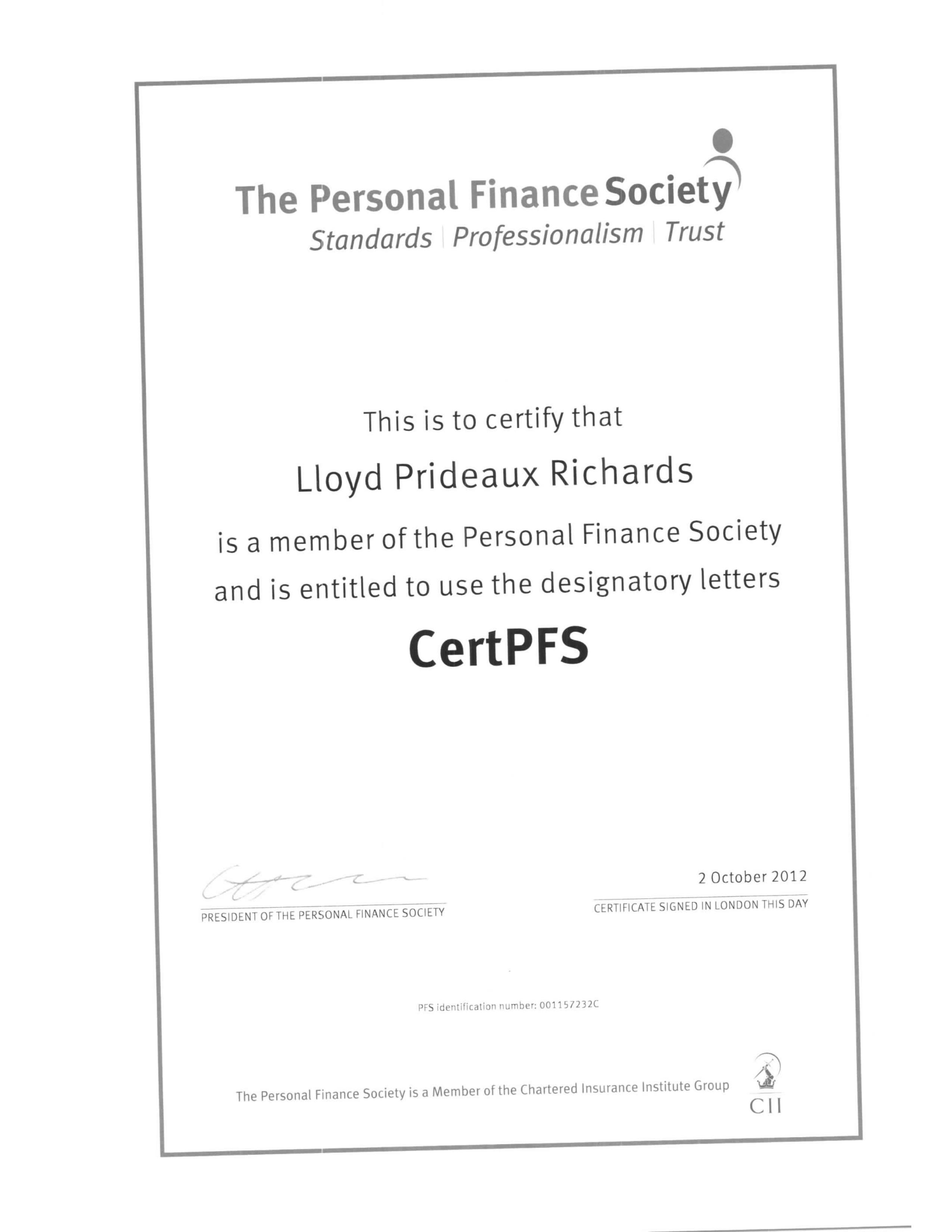 Cert PFS