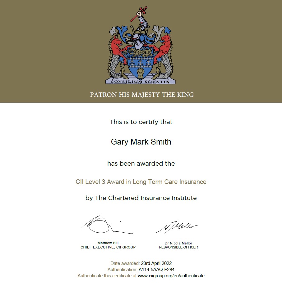 CII level 3 award in Long Term Care Insurance