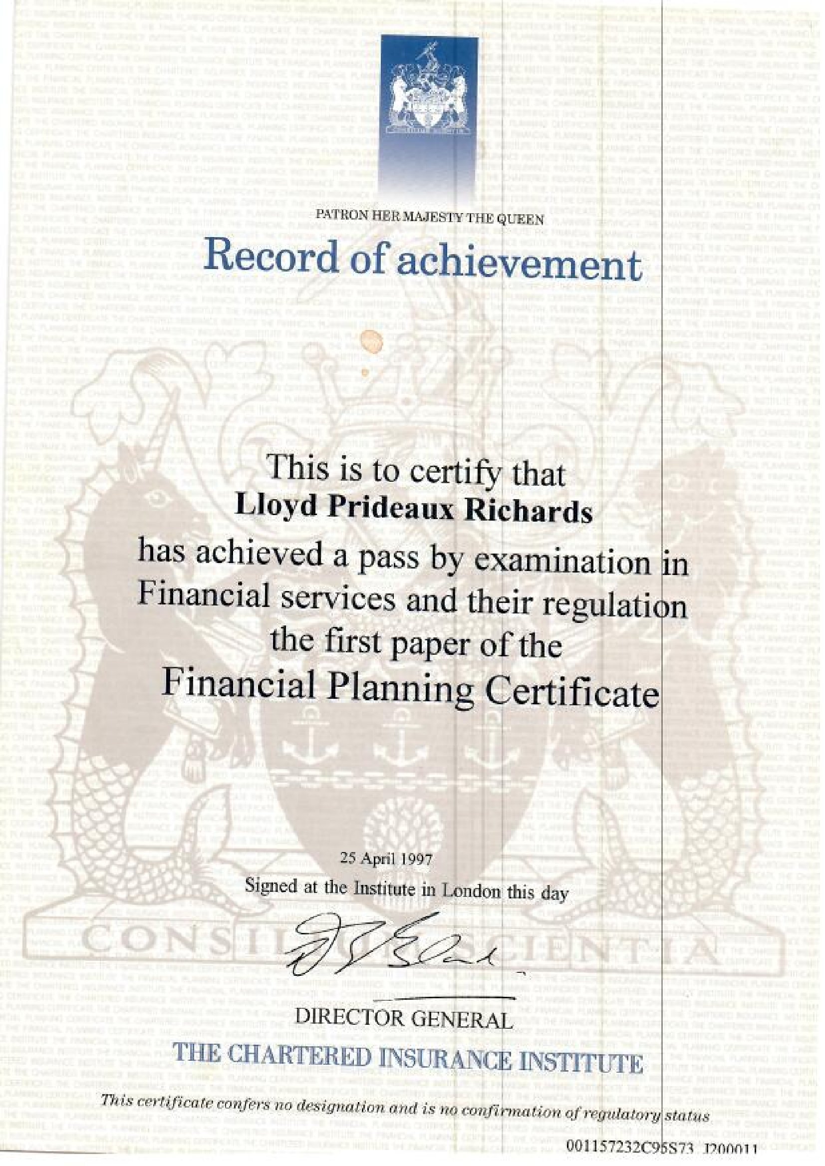 Financial Planning Certificate ( Paper 1 )
