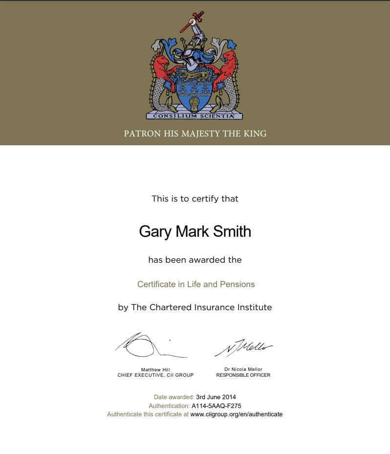 Certificate in Life and Pensions